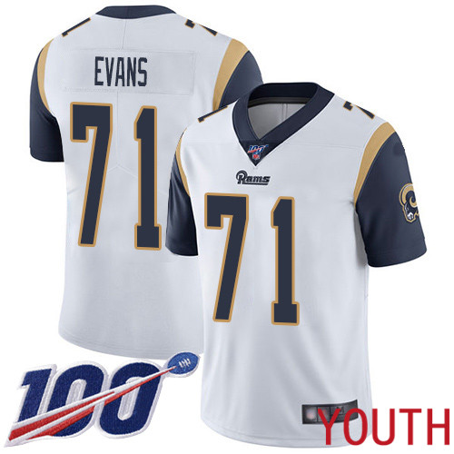 Los Angeles Rams Limited White Youth Bobby Evans Road Jersey NFL Football #71 100th Season Vapor Untouchable->youth nfl jersey->Youth Jersey